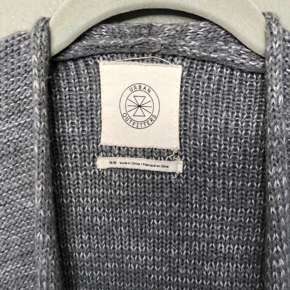 Urban Outfitter Open Front Cardigan Sweater Women M Grey Roll Neck Pocket Chunky - Picture 4 of 12